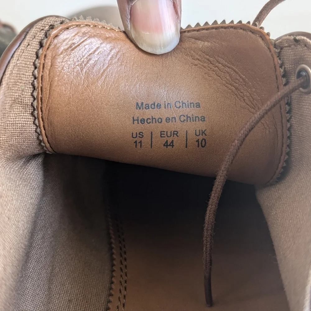 Aldo Cap Toe Oxford Lace Up Distressed Leather Two Tone Walnut Taupe Olive sz 11
